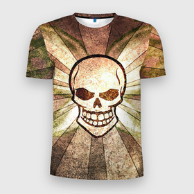 Мужская футболка 3D Slim с принтом Vanguard skull   Sun в Белгороде, 100% полиэстер с улучшенными характеристиками | приталенный силуэт, круглая горловина, широкие плечи, сужается к линии бедра | jaw | skull | sun | teeth | vanguard | авангард | зубы | пасть | солнце | череп