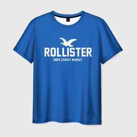 Мужская футболка 3D с принтом Узор Blue Rollister (Dope Street Market) в Санкт-Петербурге, 100% полиэфир | прямой крой, круглый вырез горловины, длина до линии бедер | brand | hollister | бренд | модные | узор | хайп | холлистер | шмот