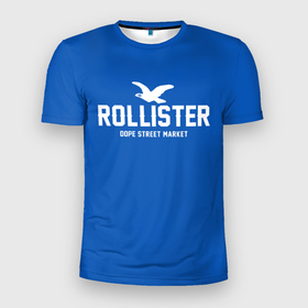 Мужская футболка 3D Slim с принтом Узор Blue Rollister (Dope Street Market) в Санкт-Петербурге, 100% полиэстер с улучшенными характеристиками | приталенный силуэт, круглая горловина, широкие плечи, сужается к линии бедра | brand | hollister | бренд | модные | узор | хайп | холлистер | шмот