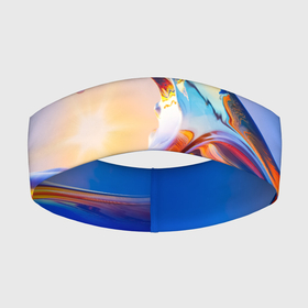 Повязка на голову 3D с принтом Градиент | Волна Абстракция в Новосибирске,  |  | градиент | лазурный | радуга | хайп | цветной | шмот