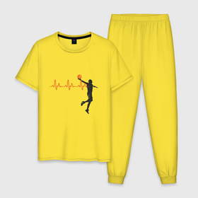 Мужская пижама хлопок с принтом Карим Абдул Джаббар в Петрозаводске, 100% хлопок | брюки и футболка прямого кроя, без карманов, на брюках мягкая резинка на поясе и по низу штанин
 | basketball | nba | sport | баскетбол | баскетболист | мяч | нба | пульс | спорт