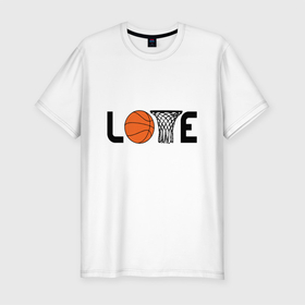 Мужская футболка хлопок Slim с принтом Love Game в Екатеринбурге, 92% хлопок, 8% лайкра | приталенный силуэт, круглый вырез ворота, длина до линии бедра, короткий рукав | basketball | game | love | nba | slam dunk | sport | баскетбол | баскетболист | игра | мяч | нба | спорт | спортсмен