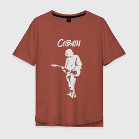 Мужская футболка хлопок Oversize с принтом Тень Кобейна , 100% хлопок | свободный крой, круглый ворот, “спинка” длиннее передней части | гитара | гранж | кобейн | курт | легенда | нирвана | рок