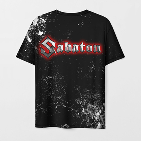 Мужская футболка 3D с принтом SABATON (лого на спини) в Екатеринбурге, 100% полиэфир | прямой крой, круглый вырез горловины, длина до линии бедер | sabaton | sabaton logo | группа сабатон | метал | рок | рок сабатон | сабатон | сабатон логотип | сабатон ночные ведьмы | сталь
