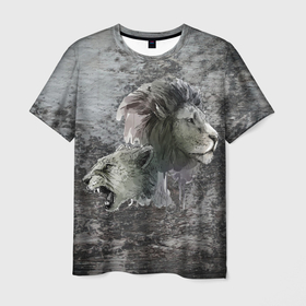 Мужская футболка 3D с принтом Pride в Екатеринбурге, 100% полиэфир | прямой крой, круглый вырез горловины, длина до линии бедер | арт | большие кошки | графика | животные | звери | львы | прайд