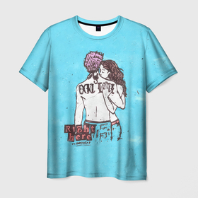 Мужская футболка 3D с принтом Lil Peep Right Here Лил Пип в Новосибирске, 100% полиэфир | прямой крой, круглый вырез горловины, длина до линии бедер | boi | crybaby | feat | gbc | girl | goth | grunge | horsehead | lil | love | music | peep | retro | rip | rock | tatoo | аниме | гранж | лил | музыка | надпись | пип | плакса | полосы | реп | розовый | рэп | тату | цыпленок | эмо