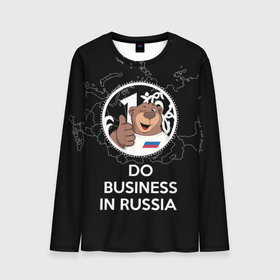 Мужской лонгслив 3D с принтом Do business in Russia в Белгороде, 100% полиэстер | длинные рукава, круглый вырез горловины, полуприлегающий силуэт | Тематика изображения на принте: bear | coin | do business in russia | like | map of russia | russian ruble | sanctions | winks | делай бизнес в россии | карта россии | лайк | манета | медведь | подмигивает | российский рубль | санкции