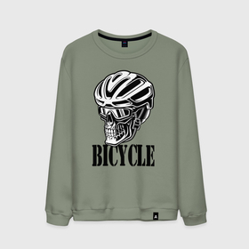 Мужской свитшот хлопок с принтом Bicycle   Skull в Курске, 100% хлопок |  | helmet | jaw | skull | teeth | зубы | пасть | череп | шлем