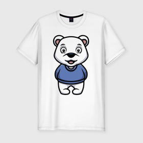 Мужская футболка хлопок Slim с принтом Прикольный мишутка в Санкт-Петербурге, 92% хлопок, 8% лайкра | приталенный силуэт, круглый вырез ворота, длина до линии бедра, короткий рукав | bear | cutie | ears | eyes | muzzle | глаза | медведь | милашка | мордочка | уши