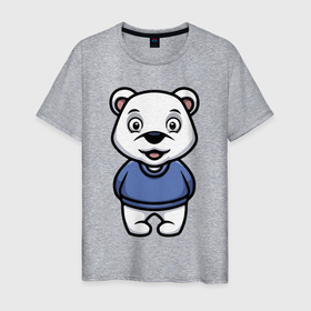 Мужская футболка хлопок с принтом Прикольный мишутка в Тюмени, 100% хлопок | прямой крой, круглый вырез горловины, длина до линии бедер, слегка спущенное плечо. | bear | cutie | ears | eyes | muzzle | глаза | медведь | милашка | мордочка | уши