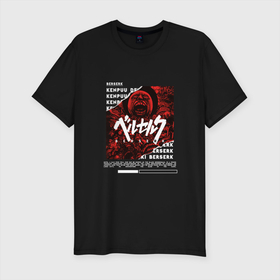 Мужская футболка хлопок Slim с принтом Berserk red в Санкт-Петербурге, 92% хлопок, 8% лайкра | приталенный силуэт, круглый вырез ворота, длина до линии бедра, короткий рукав | anime | berserk | kenpuu denki berserk | аниме | анимэ | берсерк