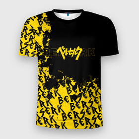 Мужская футболка 3D Slim с принтом Берсерк жёлтый арт в Новосибирске, 100% полиэстер с улучшенными характеристиками | приталенный силуэт, круглая горловина, широкие плечи, сужается к линии бедра | anime | berserk | kenpuu denki berserk | аниме | анимэ | берсерк