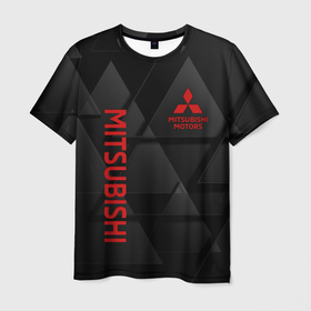 Мужская футболка 3D с принтом Mitsubishi Геометрия треугольники в Петрозаводске, 100% полиэфир | прямой крой, круглый вырез горловины, длина до линии бедер | mitsubishi | sport | митсуба | митсубиси | митсубиши | спорт