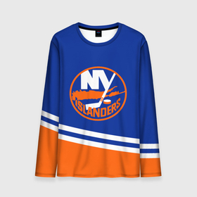Мужской лонгслив 3D с принтом New York Islanders | Нью Йорк Айлендерс в Кировске, 100% полиэстер | длинные рукава, круглый вырез горловины, полуприлегающий силуэт | Тематика изображения на принте: hockey | islanders | new york | new york islanders | nhl | usa | айлендерс | нхл | нью йорк | нью йорк айлендерс | спорт | сша | хоккей | шайба