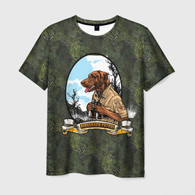 Мужская футболка 3D с принтом Охотничья собачка в Курске, 100% полиэфир | прямой крой, круглый вырез горловины, длина до линии бедер | на охоте | охота | охотничья собака | пес | собака | собачка