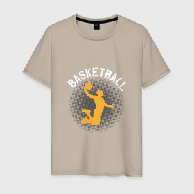 Мужская футболка хлопок с принтом Basketball Dunk в Тюмени, 100% хлопок | прямой крой, круглый вырез горловины, длина до линии бедер, слегка спущенное плечо. | basketball | game | nba | slam dunk | sport | баскетбол | баскетболист | игра | мяч | нба | спорт | спортсмен