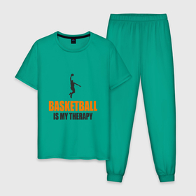 Мужская пижама хлопок с принтом Баскетбол моя терапия в Белгороде, 100% хлопок | брюки и футболка прямого кроя, без карманов, на брюках мягкая резинка на поясе и по низу штанин
 | basketball | game | nba | slam dunk | sport | баскетбол | баскетболист | игра | мяч | нба | спорт | спортсмен