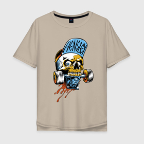 Мужская футболка хлопок Oversize с принтом Hensley в Курске, 100% хлопок | свободный крой, круглый ворот, “спинка” длиннее передней части | cap | hensley | sk8 | skateboard | skull | wheels | кепка | колеса | скейт | скейтборд | хенсли | череп