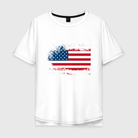 Мужская футболка хлопок Oversize с принтом Американский флаг   Stars в Петрозаводске, 100% хлопок | свободный крой, круглый ворот, “спинка” длиннее передней части | Тематика изображения на принте: america | flag | star | usa | америка | звезда | сша | флаг