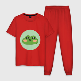Мужская пижама хлопок с принтом Милая ляшушка в Курске, 100% хлопок | брюки и футболка прямого кроя, без карманов, на брюках мягкая резинка на поясе и по низу штанин
 | детям | для всей семьи | жаба | лягушка | милое