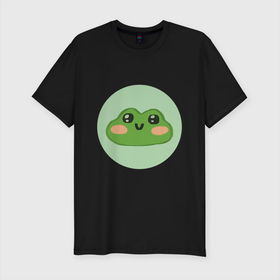 Мужская футболка хлопок Slim с принтом Милая ляшушка в Тюмени, 92% хлопок, 8% лайкра | приталенный силуэт, круглый вырез ворота, длина до линии бедра, короткий рукав | детям | для всей семьи | жаба | лягушка | милое