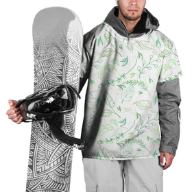 Накидка на куртку 3D с принтом Хаос из зелёных веток и листьев , 100% полиэстер |  | веточки | листья | растительный узор | растительный хаос | узор из листьев