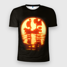 Мужская футболка 3D Slim с принтом Саузенд Санни | Ван Пис в Новосибирске, 100% полиэстер с улучшенными характеристиками | приталенный силуэт, круглая горловина, широкие плечи, сужается к линии бедра | glow | luffy | moon | neon | night | one | piece | pirate | sanji | ship | sun | sunny | sunset | thousand | water | zoro | алое | алый | блики | ван | водная | гладь | закат | зоро | корабль | красное | луна | луффи | нами | неон | ночь | пиратский | пир