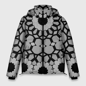 Мужская зимняя куртка 3D с принтом Модный геометрический узор в Тюмени, верх — 100% полиэстер; подкладка — 100% полиэстер; утеплитель — 100% полиэстер | длина ниже бедра, свободный силуэт Оверсайз. Есть воротник-стойка, отстегивающийся капюшон и ветрозащитная планка. 

Боковые карманы с листочкой на кнопках и внутренний карман на молнии. | абстрактный | геометрический | калейдоскоп | модный | молодежный | монохромный | орнамент | современный | черный и белый