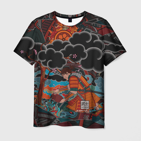 Мужская футболка 3D с принтом Последняя сакура в Кировске, 100% полиэфир | прямой крой, круглый вырез горловины, длина до линии бедер | japan | samurai | графика | сакура | самурай | стиль | япония