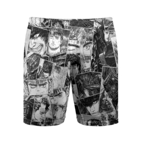 Мужские шорты спортивные с принтом Berserk pattern ,  |  | Тематика изображения на принте: anime | berserk | guts | kenpuu denki berserk | аниме | анимэ | берсерк | гатс
