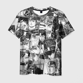 Мужская футболка 3D с принтом Berserk pattern в Новосибирске, 100% полиэфир | прямой крой, круглый вырез горловины, длина до линии бедер | anime | berserk | guts | kenpuu denki berserk | аниме | анимэ | берсерк | гатс