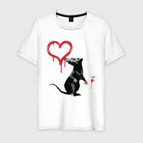 Мужская футболка хлопок с принтом BANKSY | БЭНКСИ крыса и сердце в Санкт-Петербурге, 100% хлопок | прямой крой, круглый вырез горловины, длина до линии бедер, слегка спущенное плечо. | banksy | арт | бенкси | бэнкси | граффити | картина | краска | крыса | мышка | мышь | роберт | робин бэнкс | робин ганнингхем | сердечко | сердце | стрит арт | творчество | художник
