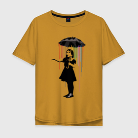 Мужская футболка хлопок Oversize с принтом BANKSY | БЭНКСИ девушка под зонтом в Новосибирске, 100% хлопок | свободный крой, круглый ворот, “спинка” длиннее передней части | banksy | арт | бенкси | бэнкси | граффити | девочка | девушка | зонт | зонтик | картина | под зонтом | роберт | робин бэнкс | робин ганнингхем | стрит арт | творчество | художник