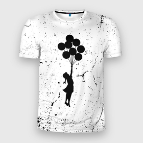 Мужская футболка 3D Slim с принтом Banksy   Бэнкси девочка с воздушными шарами в Белгороде, 100% полиэстер с улучшенными характеристиками | приталенный силуэт, круглая горловина, широкие плечи, сужается к линии бедра | banksy | арт | бенкси | бэнкси | воздушные шарики | воздушные шары | граффити | девочка | девушка | картина | роберт | робин бэнкс | робин ганнингхем | стрит арт | творчество | художник