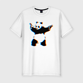 Мужская футболка хлопок Slim с принтом Banksy Panda with guns   Бэнкси в Екатеринбурге, 92% хлопок, 8% лайкра | приталенный силуэт, круглый вырез ворота, длина до линии бедра, короткий рукав | Тематика изображения на принте: banksy | panda | panda with guns | арт | бенкси | бэнкси | граффити | картина | панда | роберт | робин бэнкс | робин ганнингхем | стрит арт | творчество | художник