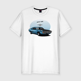 Мужская футболка хлопок Slim с принтом Ретро автомобиль в Санкт-Петербурге, 92% хлопок, 8% лайкра | приталенный силуэт, круглый вырез ворота, длина до линии бедра, короткий рукав | авто | автомобиль | классика | машина | ретро | ретро автомобиль | старая машина