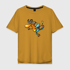 Мужская футболка хлопок Oversize с принтом Козерог в полете , 100% хлопок | свободный крой, круглый ворот, “спинка” длиннее передней части | баран | знак зодиака | зодиак | козел | козерог | овен
