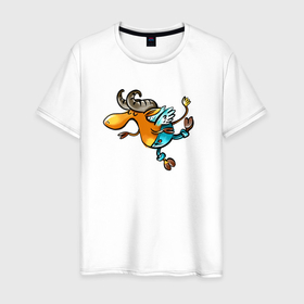Мужская футболка хлопок с принтом Козерог в полете , 100% хлопок | прямой крой, круглый вырез горловины, длина до линии бедер, слегка спущенное плечо. | баран | знак зодиака | зодиак | козел | козерог | овен