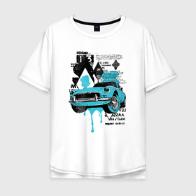 Мужская футболка хлопок Oversize с принтом Автомобиль в городе   Коллаж в Курске, 100% хлопок | свободный крой, круглый ворот, “спинка” длиннее передней части | car | city | collage | wheel | автомобиль | город | колесо | коллаж