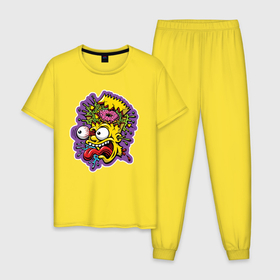 Мужская пижама хлопок с принтом Барт Симпсон   Simpsons   Симпсоны в Белгороде, 100% хлопок | брюки и футболка прямого кроя, без карманов, на брюках мягкая резинка на поясе и по низу штанин
 | bart simpson | cartoon | eyes | jaw | saliva | simpsons | teeth | tongue | барт симпсон | глаза | зубы | мультфильм | пасть | слюна | язык
