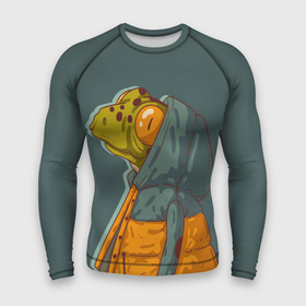 Мужской рашгард 3D с принтом Модная лягуха в куртке в Тюмени,  |  | frog | жаба | животное | лягуха | лягушка | модный