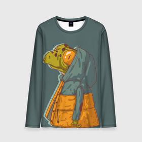 Мужской лонгслив 3D с принтом Модная лягуха в куртке в Курске, 100% полиэстер | длинные рукава, круглый вырез горловины, полуприлегающий силуэт | frog | жаба | животное | лягуха | лягушка | модный
