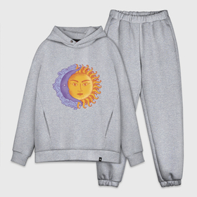 Мужской костюм хлопок OVERSIZE с принтом солнца и луна с лицами в Екатеринбурге,  |  | moon | sun | двухликий | звёзды | луна | небо | солнце