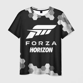 Мужская футболка 3D с принтом FORZA HORIZON   Графика в Екатеринбурге, 100% полиэфир | прямой крой, круглый вырез горловины, длина до линии бедер | forza | game | games | horizon | logo | motorsport | racing | авто | гонки | игра | игры | лого | логотип | логотипы | мото | моторспорт | символ | символы | соты | форза | хорайзен