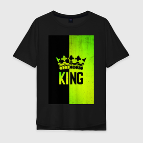 Мужская футболка хлопок Oversize с принтом Надпись KING в Курске, 100% хлопок | свободный крой, круглый ворот, “спинка” длиннее передней части | colors | king | в топе | в тренде | король | топ | царь | цвета | ярко