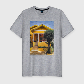 Мужская футболка хлопок Slim с принтом Жёлтый Дом в Тюмени, 92% хлопок, 8% лайкра | приталенный силуэт, круглый вырез ворота, длина до линии бедра, короткий рукав | house | дом | жёлтый | модные | хайп | шмот