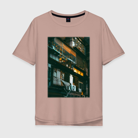 Мужская футболка хлопок Oversize с принтом Многоэтажка В Японии , 100% хлопок | свободный крой, круглый ворот, “спинка” длиннее передней части | Тематика изображения на принте: japan | дом | многоэтажка | модные | хайп | шмот | япония