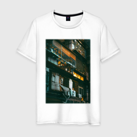 Мужская футболка хлопок с принтом Многоэтажка В Японии в Белгороде, 100% хлопок | прямой крой, круглый вырез горловины, длина до линии бедер, слегка спущенное плечо. | japan | дом | многоэтажка | модные | хайп | шмот | япония