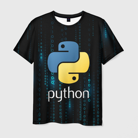 Мужская футболка 3D с принтом Python двоичный код в Кировске, 100% полиэфир | прямой крой, круглый вырез горловины, длина до линии бедер | python | змея | зык программирования | код | кодеры | кодинг | пайтон | питон | питонист | программирование | программист | программисты | программный код | фреймворк | яп