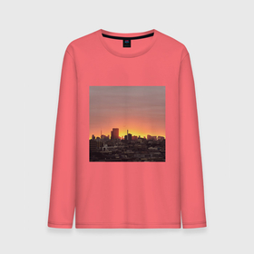 Мужской лонгслив хлопок с принтом Закат над Токио в Екатеринбурге, 100% хлопок |  | башня | город | дома | закат | красный | мегаполис | солнце | эстетика | япония